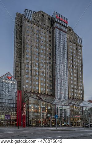 Scandic Hotel At Triangeln, Malmö City At Twilight Hour, Malmö, Sweden, May 22, 2023