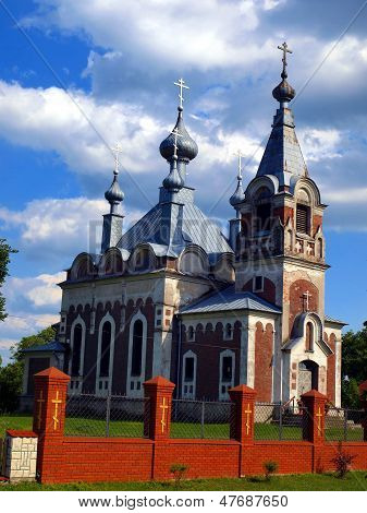 Picturesque Orthodox Church Of The Assumption Of The Blessed Virgin Mary In Slawatycze