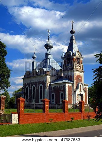 Picturesque Orthodox Church Of The Assumption Of The Blessed Virgin Mary In Slawatycze
