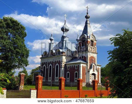 Picturesque Orthodox Church Of The Assumption Of The Blessed Virgin Mary In Slawatycze