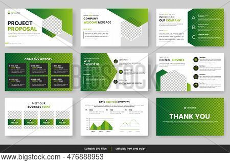 Vector  Business  Presentation Slides Template Green Color Design Minimalist Business Layout Templat