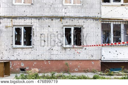 Residential Buildings, Windows And Balconies Were Damaged By The Blast And Shrapnel From Artillery S