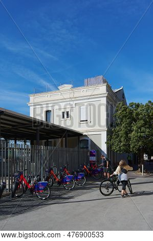 Gava - May 27, 2023: Ambici Electric Bike Parking, Next To Gava Train Station Building, Mass Bike Pa