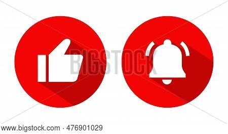 Like and bell icon vector. Elements for video streaming channel subscriptions