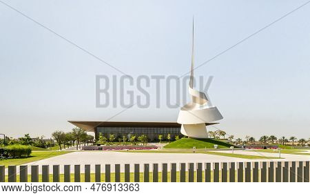 Sharjah, United Arab Emirates, March 17, 2023 : The Scroll Monument - Sharjah World Book Capital Mon