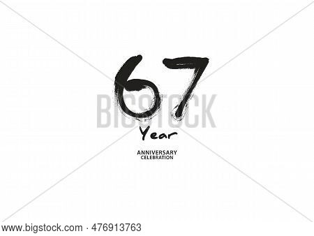67 Year Anniversary Celebration Logotype On White Background For Poster, Banner, Flyer, Invitations 