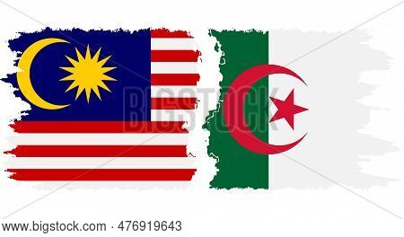 Algeria And Malaysia Grunge Flags Connection, Vector
