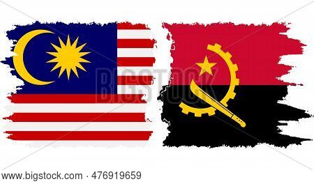 Angola And Malaysia Grunge Flags Connection, Vector