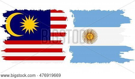 Argentina And Malaysia Grunge Flags Connection, Vector