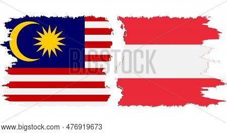 Austria And Malaysia Grunge Flags Connection, Vector