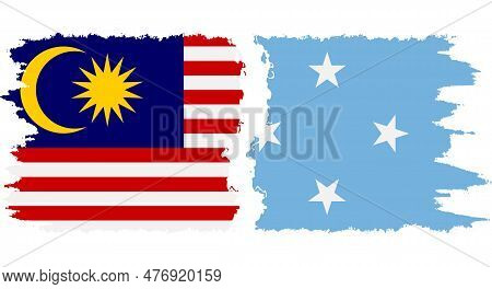 Federated States Of Micronesia And Malaysia Grunge Flags Connection, Vector