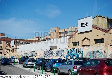 Gava - May 27, 2023: Rear Of The Roca Factory In Gava, Catalonia.