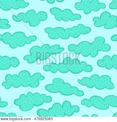 Groovy Wavy Clowdy Square Seamless Pattern Abstract Retro Line Art Aesthetic 70s Style. Trendy 1960s