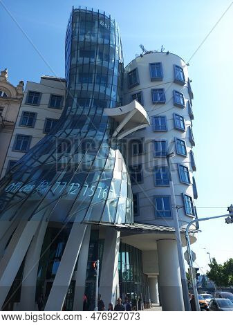 Prague, Czech Republic - May 25th, 2023: The Famous Dancing House (tancici Dum) In Prague.