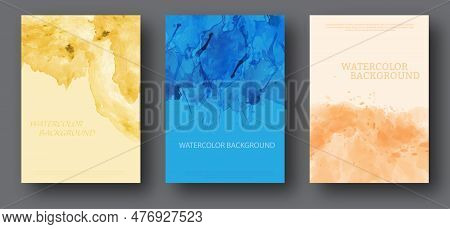 Colorful Watercolor Background. A Set Of Layouts For Covers, Posters, Flyers, Posters And Creative C