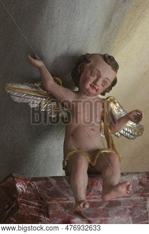 Visoko, Croatia - October 01, 2012: Angel, Statue On The Altar In The Parish Church Of The Holy Trin