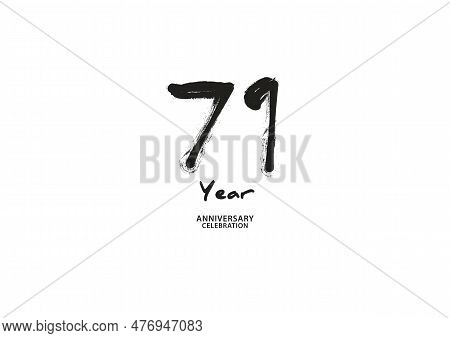 71 Year Anniversary Celebration Logotype On White Background For Poster, Banner, Flyer, Invitations 