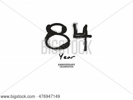 84 Year Anniversary Celebration Logotype On White Background For Poster, Banner, Flyer, Invitations 
