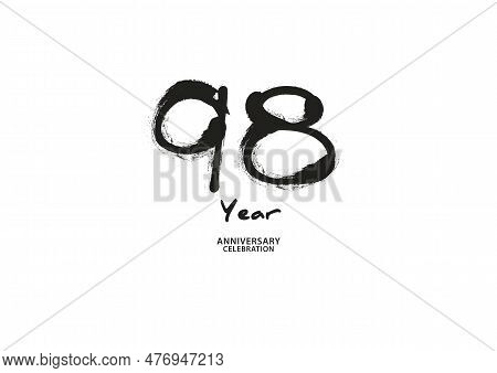 98 Year Anniversary Celebration Logotype On White Background For Poster, Banner, Flyer, Invitations 