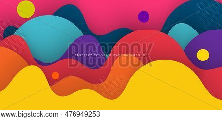 Abstract Colorful Wave Background Solid Color Geometric Artbanner Design. Creative Banner Design Wit