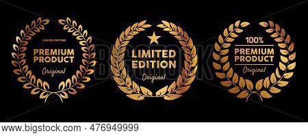 Limited Edition Premium Quality Emblem Seal Circle Collection Set Gol Golden Badge Star Circle Wreat