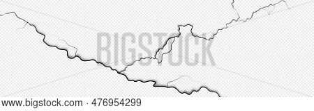 Isolated Paint Crack Broken Ground Texture Effect. Damaged Wall Plaster Or Vector Earthquake Png Pat