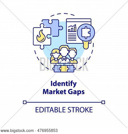 Identify Market Gaps Concept Icon. Consumer Need. Target Audience. Market Research. Trend Setter. Gr