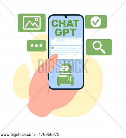 Corresponding With Ai Chatbots Such As Chat Gpt Using Artificial Intelligence. Hand Hold Smartphone 