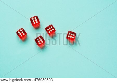 Gaming Dice On Color Background With Copy Space