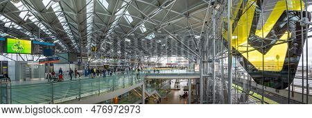 Cologne, Germany - 27. January 2023: Interioer Of The Modern Airport Cologne Bonn - Germany