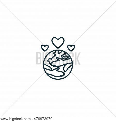 World Embracing Icon. Monochrome Simple Sign From Donation Collection. World Embracing Icon For Logo