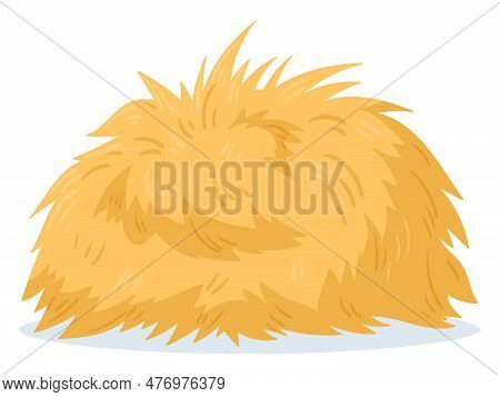 Cartoon Agricultural Haycock. Rural Haystack, Dried Haystack, Fodder Straw And Bale Of Hay Flat Vect