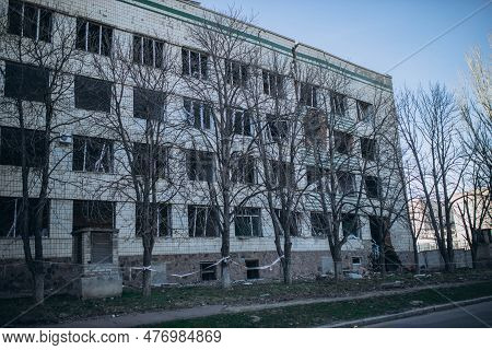 Mykolaiv, Ukraine - March 11, 2023: Russia Hit Mykolaiv National University Named After Vasyl Sukhom