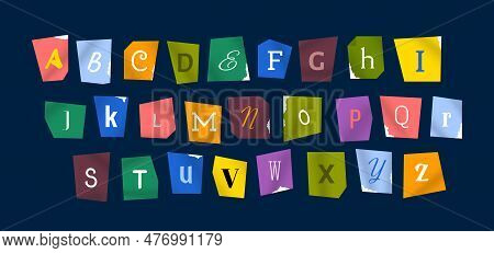 Cartoon Color Sliced Letters Different Style Clipping Alphabet Concept For Anonymous Notes Flat Desi