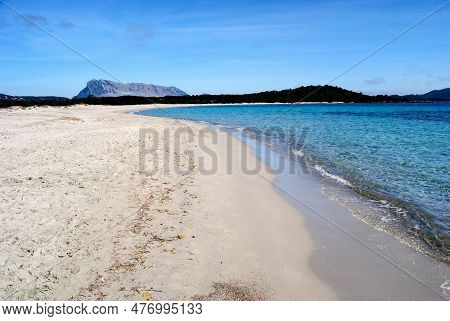 The Beach Of Lu Impostu, In Baclkground The Island Of Tavolara