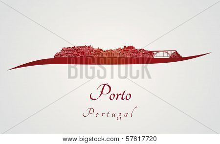 Porto Skyline In Red