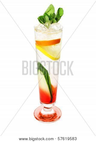 cold alcoholic cocktails in the glass (white background)