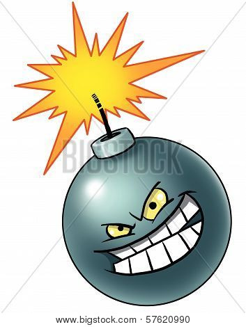 Cartoon Bomb With Evil Face