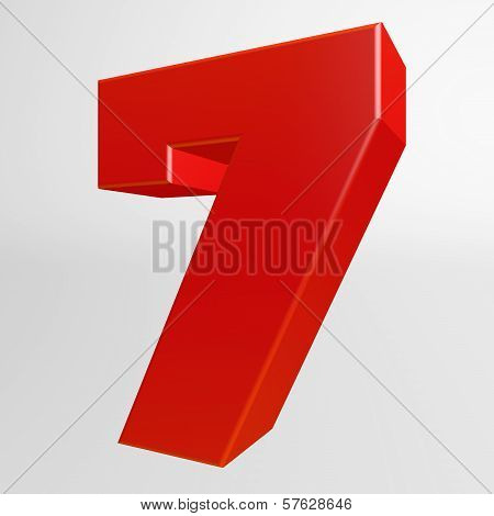 Red Number Seven On White Background
