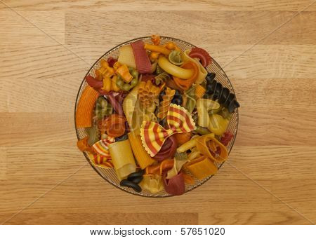 Colourful pasta mix