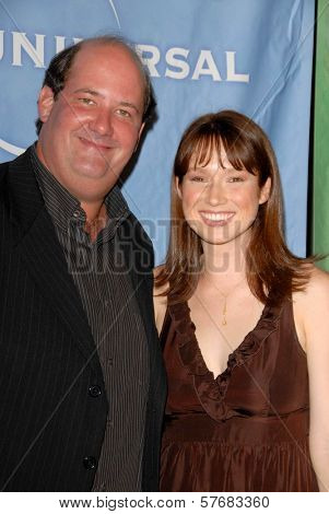 Brian Baumgartner and Ellie Kemper  at the NBC Universal 2009 All Star Party. Langham Huntington Hotel, Pasadena, CA. 08-05-09