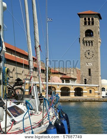 Rhodes Island Landmark, Mandraki Port, Greece.