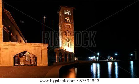Rhodes Island Landmark, Mandraki Port, Greece. The Historical Port Is Still Used Today As A Marina B
