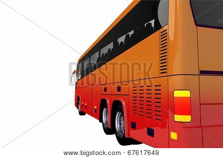 Red Coach Bus Side View