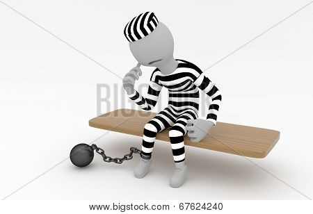 Captured Prisoner With Prison Ball