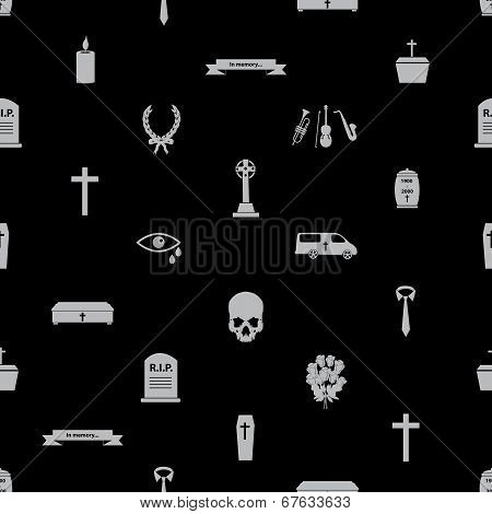 funeral icons black seamless pattern eps10