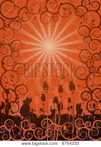 罂粟字段和装饰品