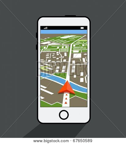 Modern smartphone with navigation application