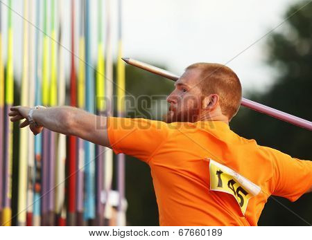 Javelin Throw Male Athlete Aim