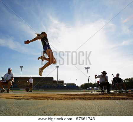 Long Jump Woman Sky Blue